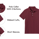 Burgundy (5-Pack) 8 10-Pack School Uniform Tagless Polo Tshirt for Little Boys & Big Boys